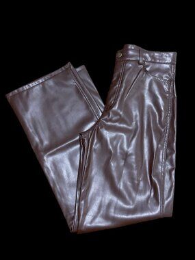 Brown Faux Leather Pants